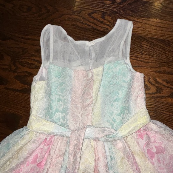 Beautiful rainbow, lace girls party dress size 8 - Picture 4 of 6
